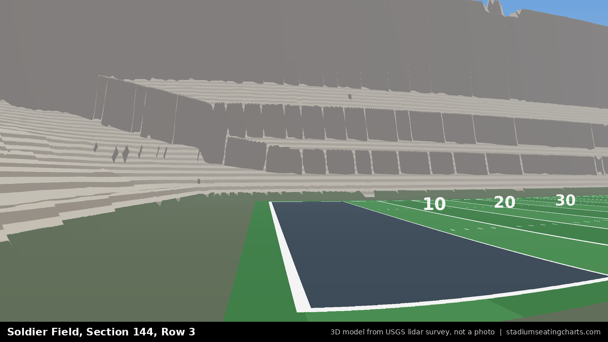 View from Soldier Field Section 144, Row 3, looking toward the field