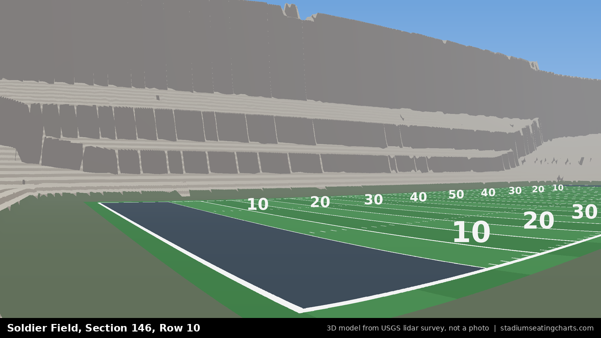 View from Soldier Field Section 146, Row 10, looking toward the field