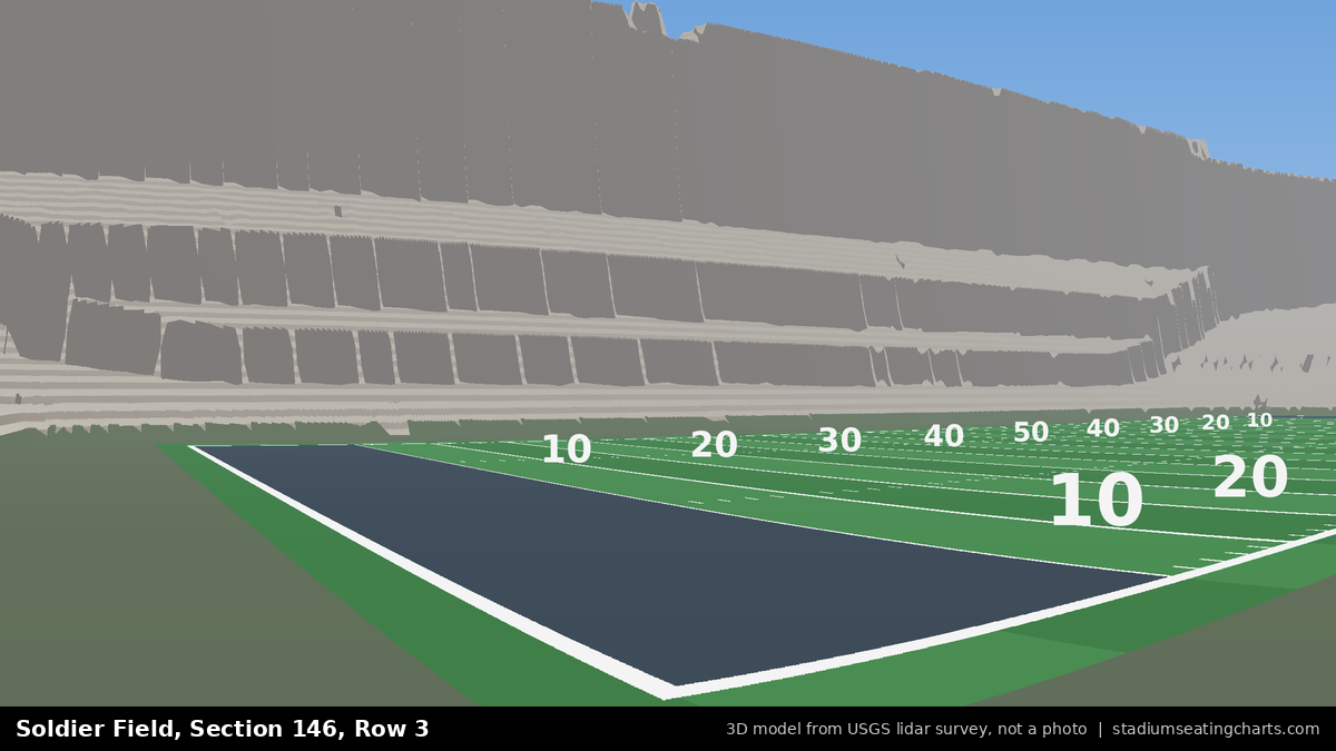 View from Soldier Field Section 146, Row 3, looking toward the field