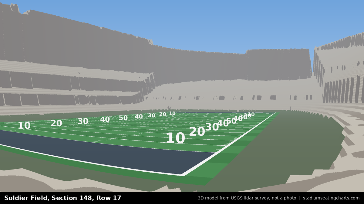 View from Soldier Field Section 148, Row 17, looking toward the field