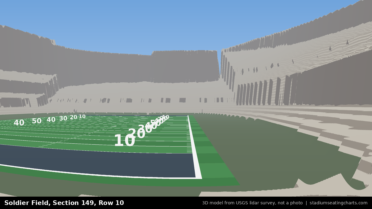 View from Soldier Field Section 149, Row 10, looking toward the field