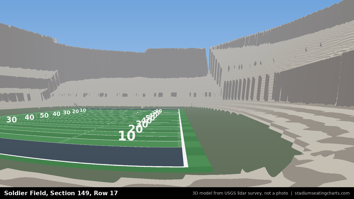 View from Soldier Field Section 149, Row 17, looking toward the field