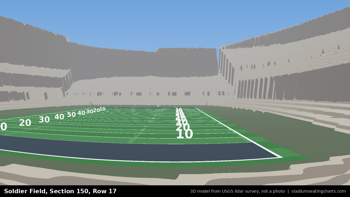 View from Soldier Field Section 150, Row 17, looking toward the field