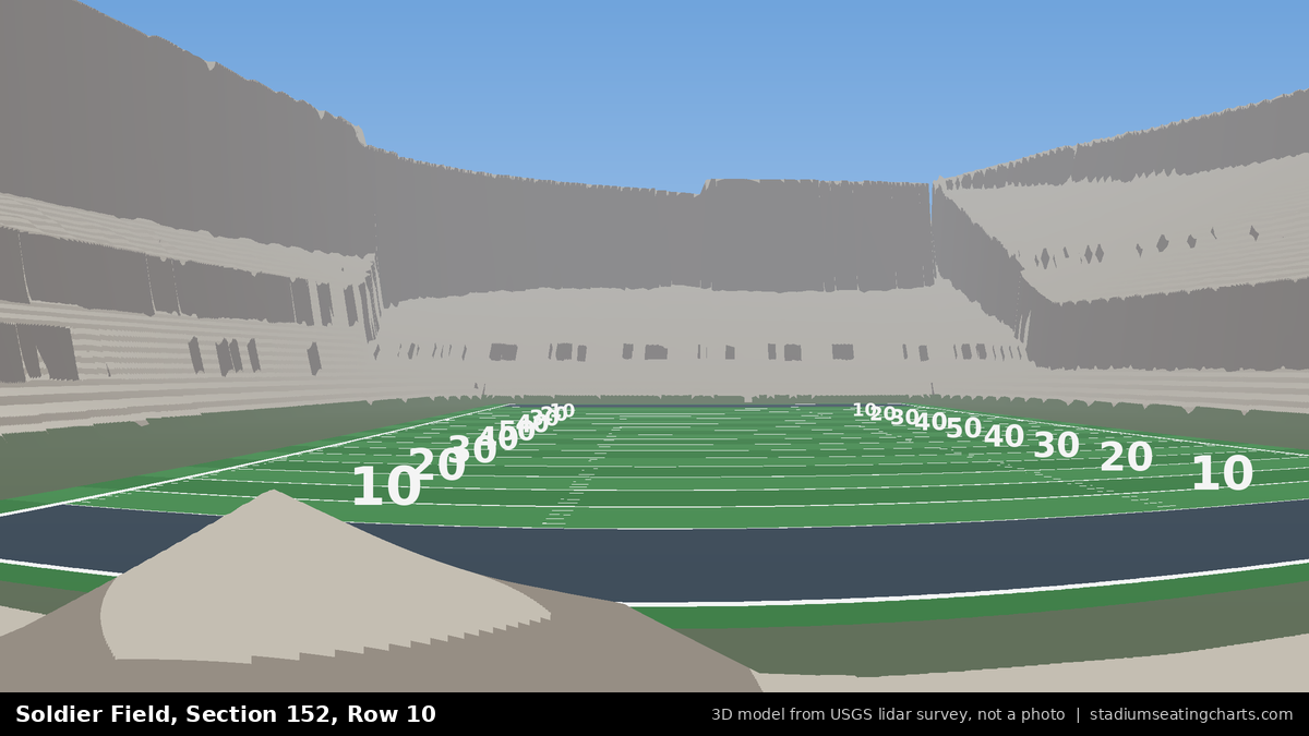 View from Soldier Field Section 152, Row 10, looking toward the field
