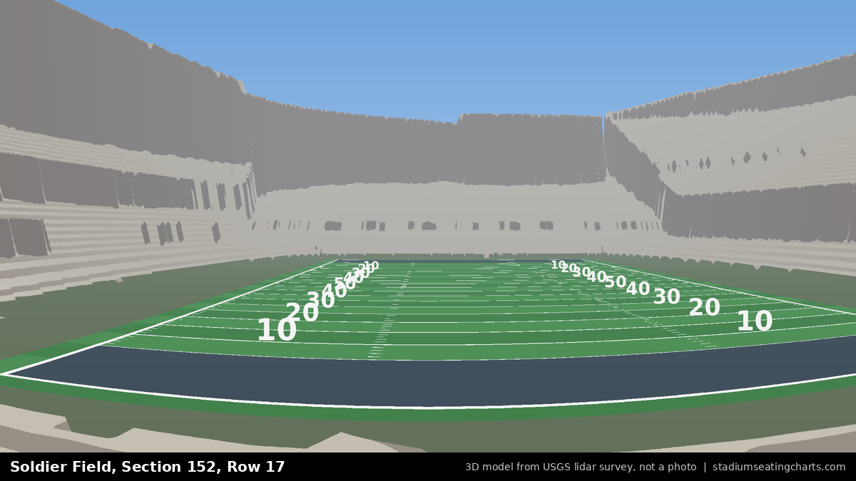 View from Soldier Field Section 152, Row 17, looking toward the field
