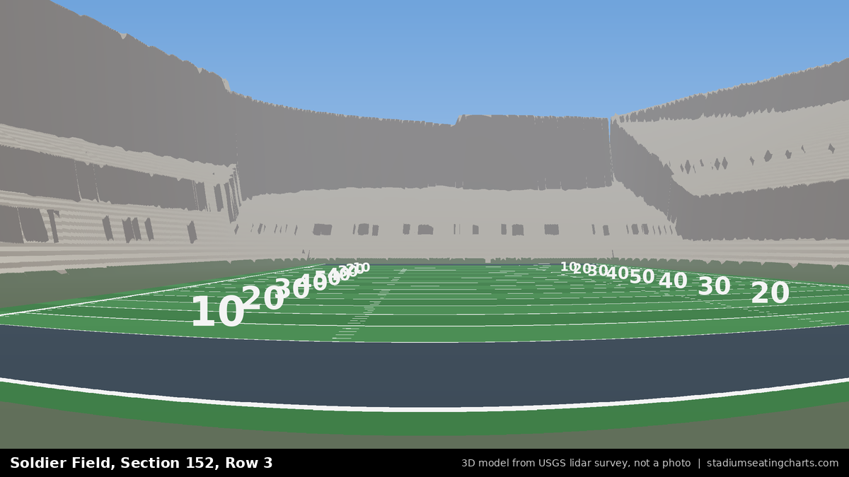 View from Soldier Field Section 152, Row 3, looking toward the field