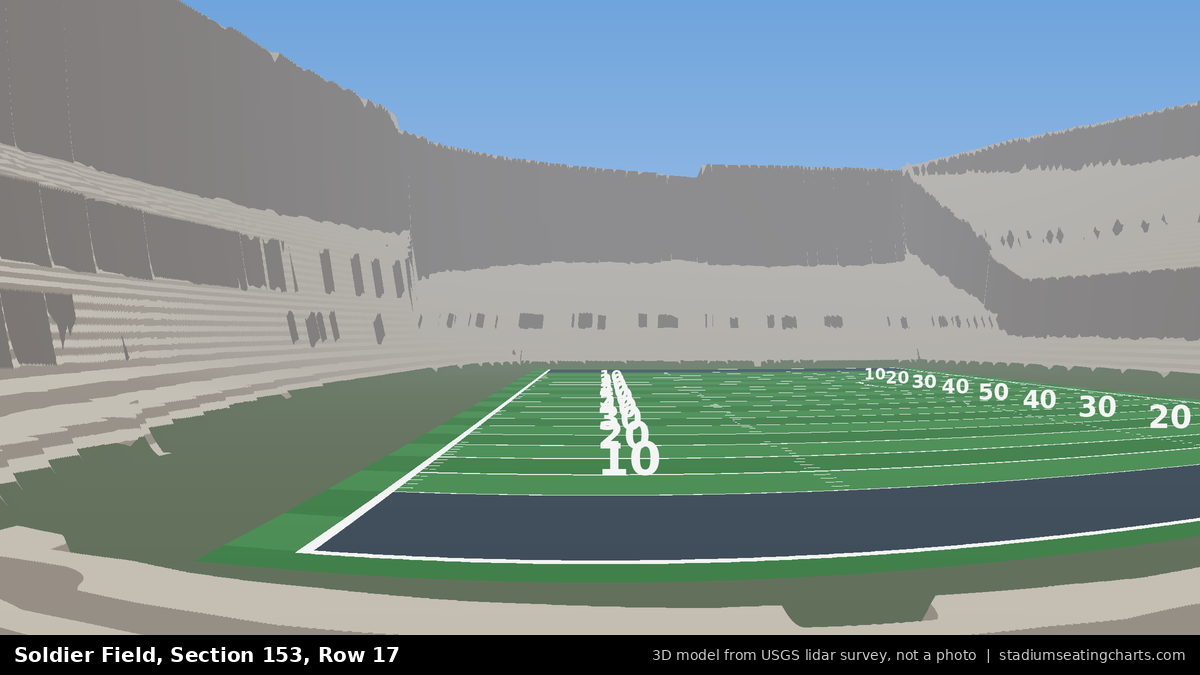 View from Soldier Field Section 153, Row 17, looking toward the field