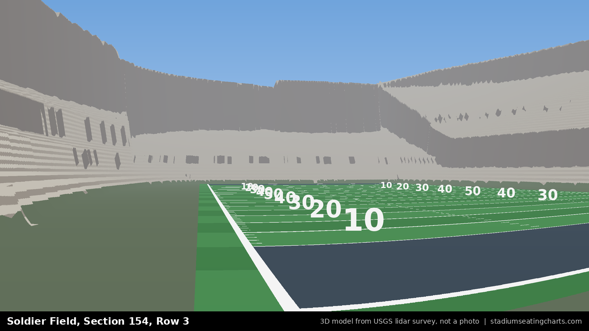 View from Soldier Field Section 154, Row 3, looking toward the field