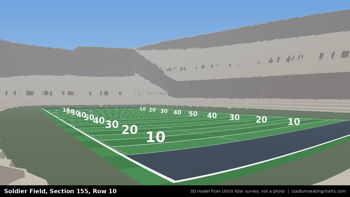 View from Soldier Field Section 155, Row 10, looking toward the field