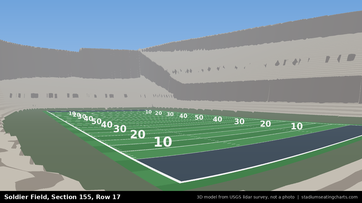 View from Soldier Field Section 155, Row 17, looking toward the field