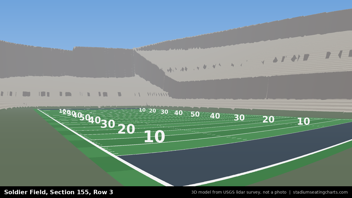 View from Soldier Field Section 155, Row 3, looking toward the field