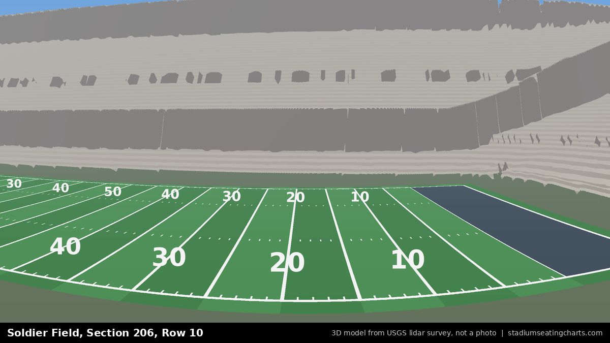 View from Soldier Field Section 206, Row 10, looking toward the field