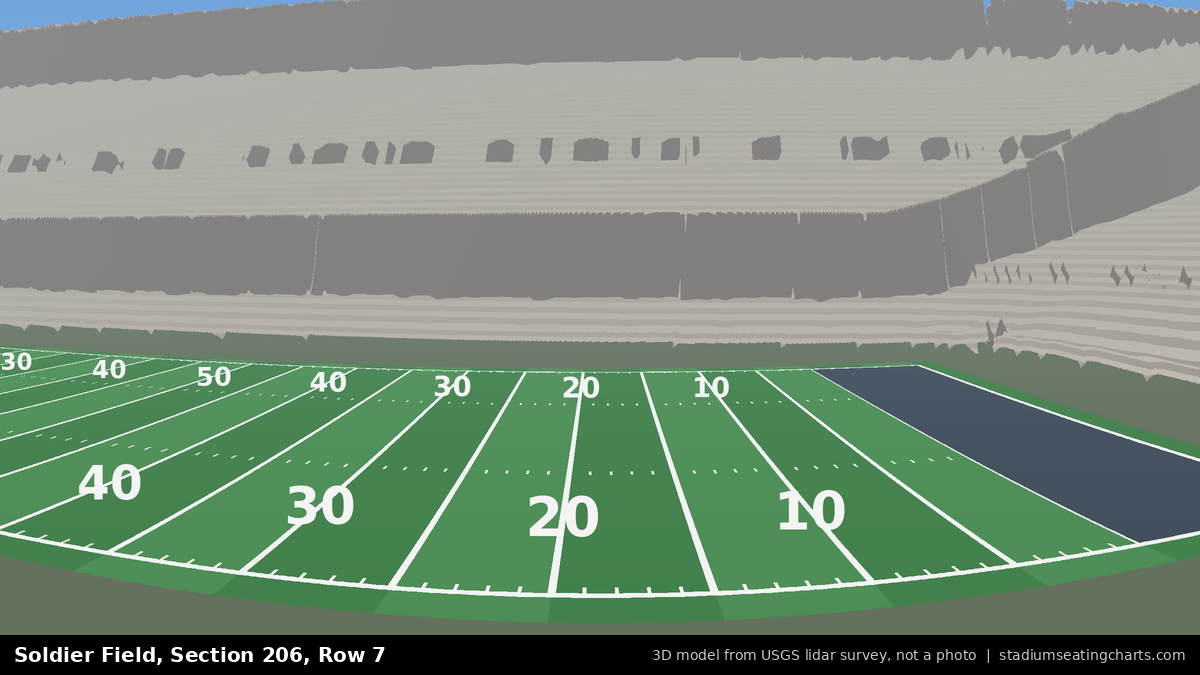 View from Soldier Field Section 206, Row 7, looking toward the field