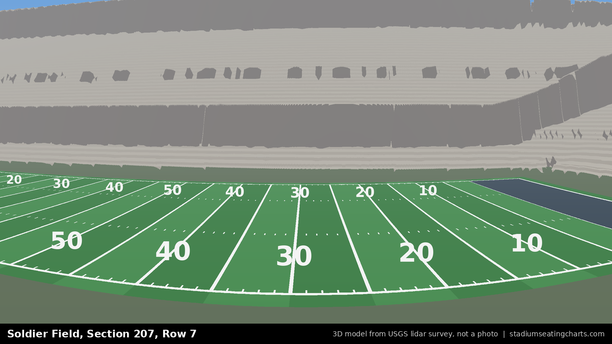 View from Soldier Field Section 207, Row 7, looking toward the field