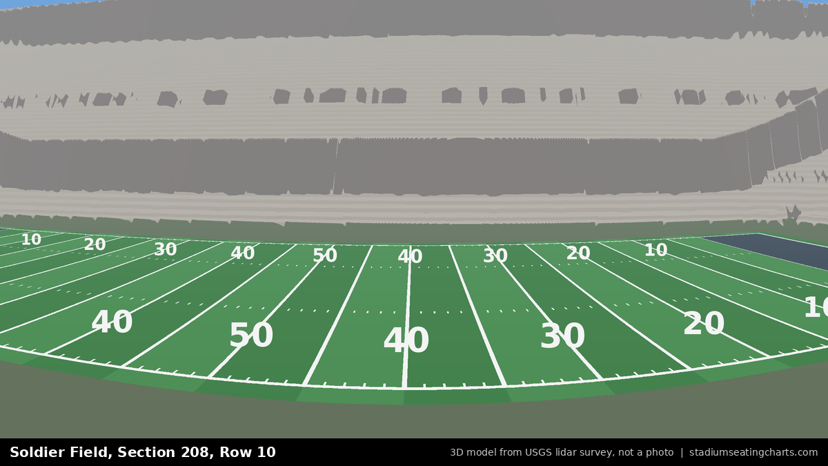 View from Soldier Field Section 208, Row 10, looking toward the field