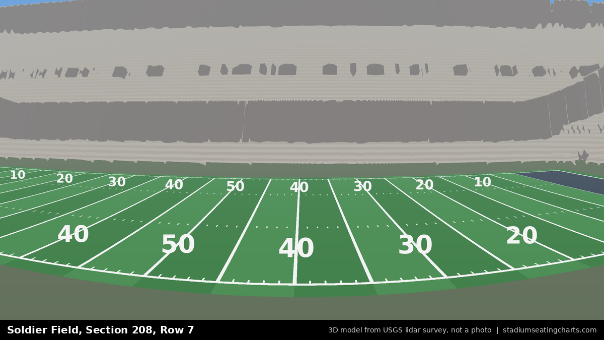 View from Soldier Field Section 208, Row 7, looking toward the field