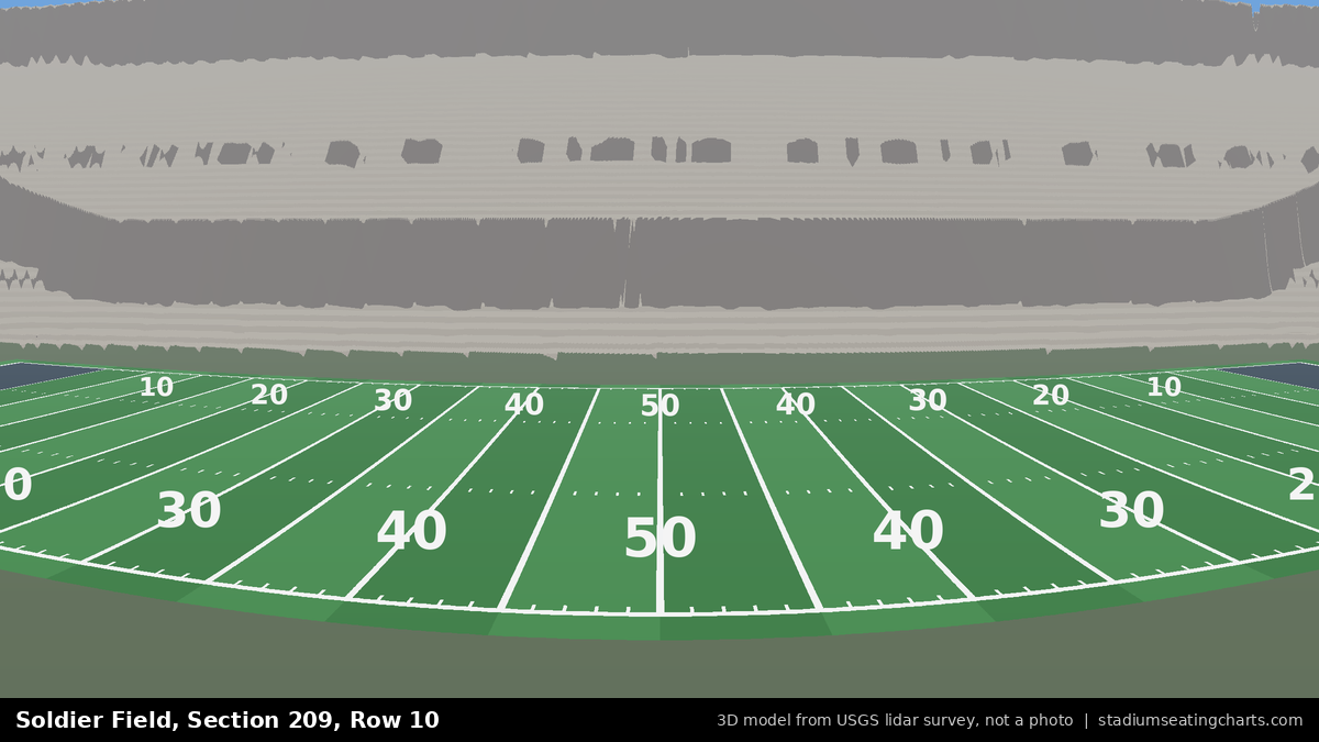 View from Soldier Field Section 209, Row 10, looking toward the field