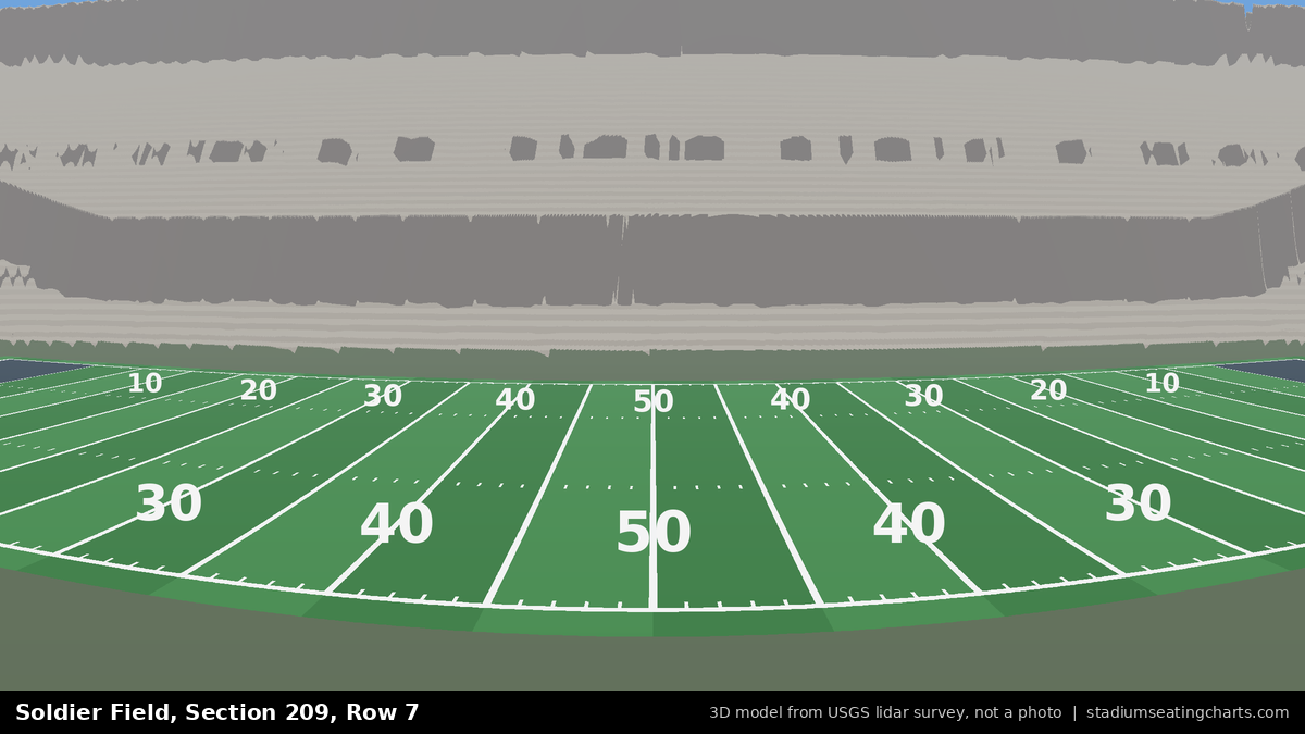 View from Soldier Field Section 209, Row 7, looking toward the field