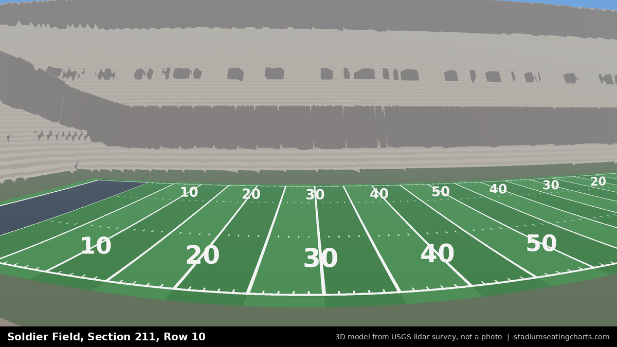 View from Soldier Field Section 211, Row 10, looking toward the field