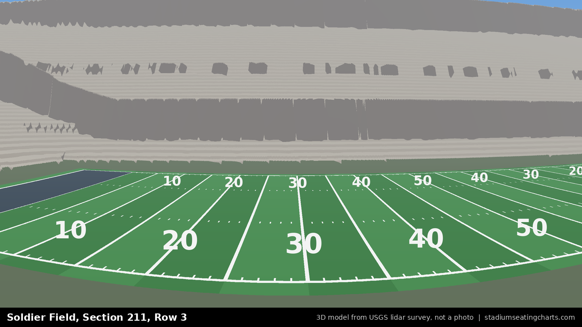 View from Soldier Field Section 211, Row 3, looking toward the field
