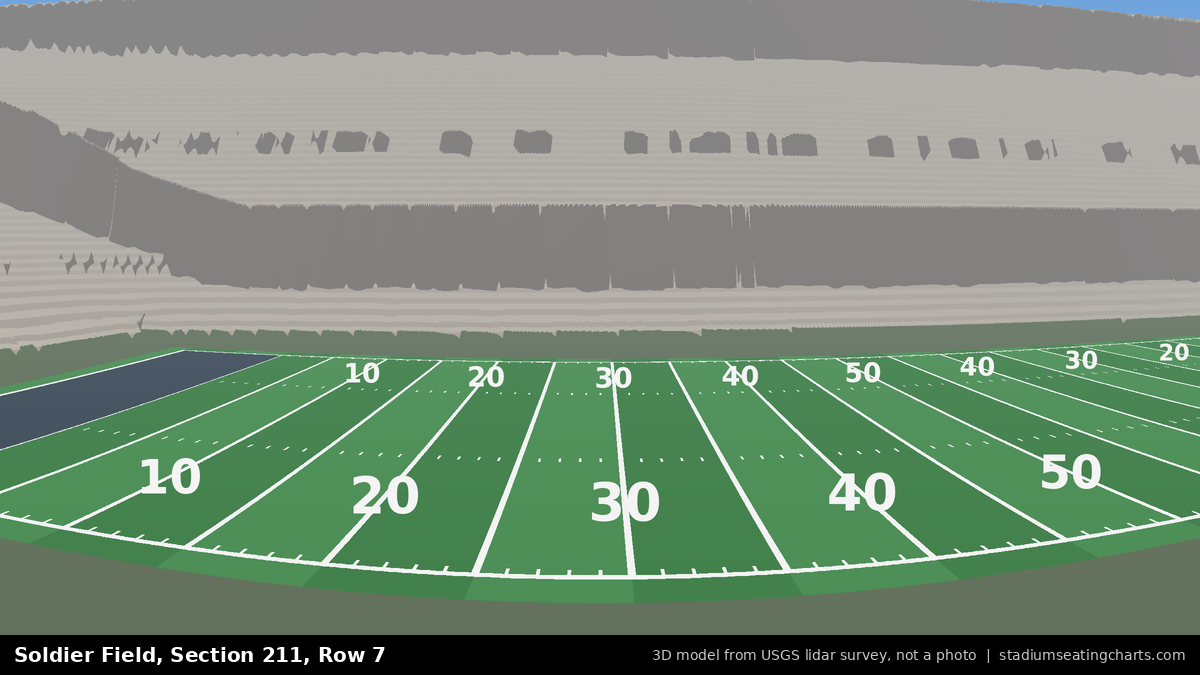 View from Soldier Field Section 211, Row 7, looking toward the field