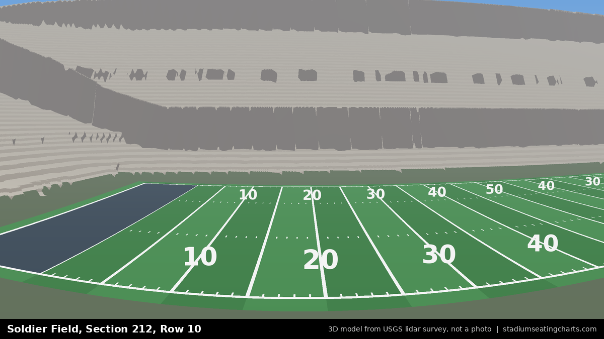 View from Soldier Field Section 212, Row 10, looking toward the field