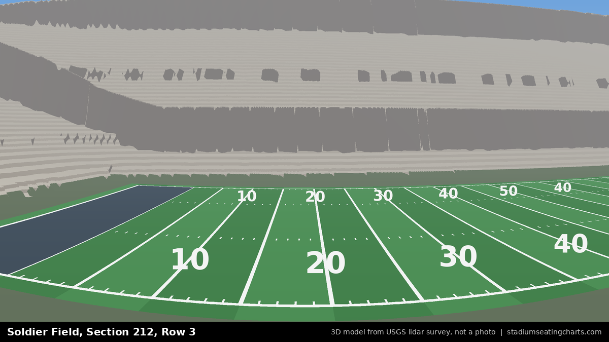 View from Soldier Field Section 212, Row 3, looking toward the field