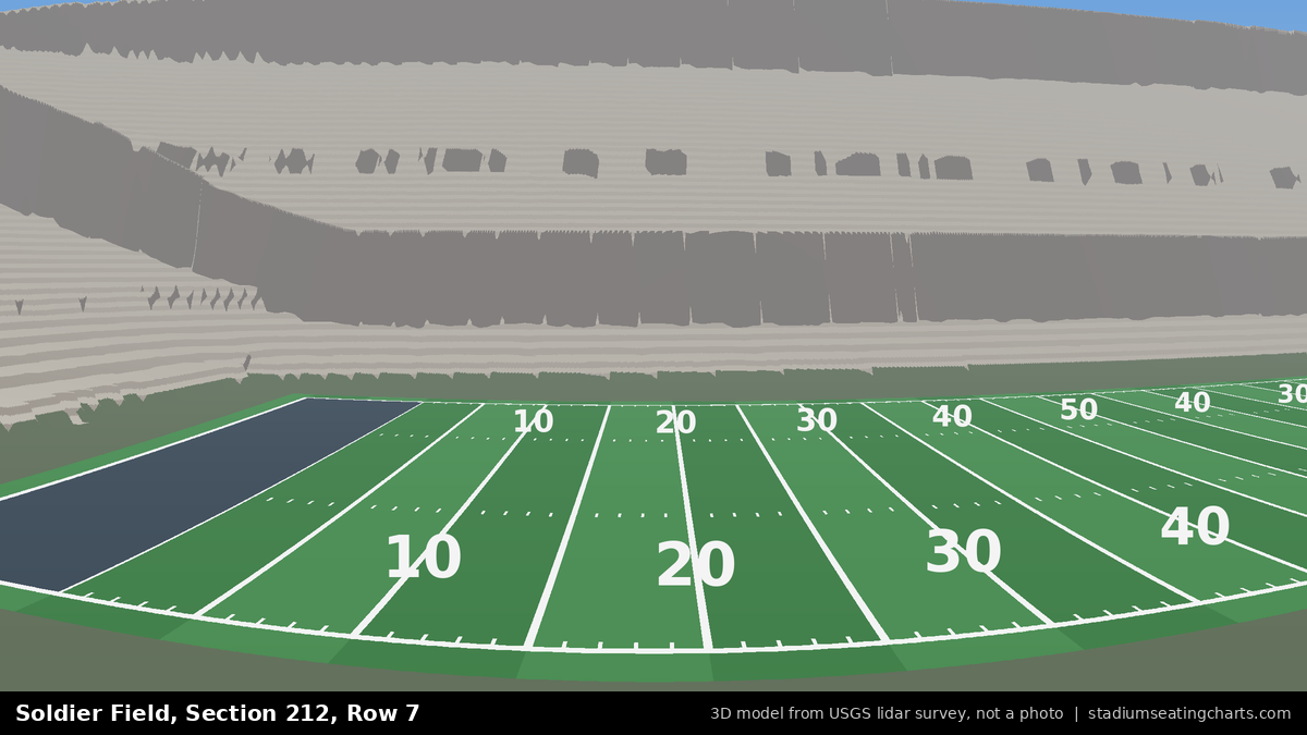 View from Soldier Field Section 212, Row 7, looking toward the field