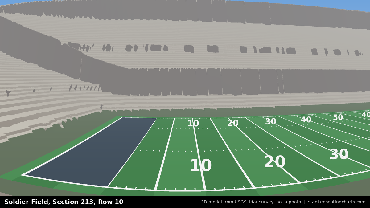 View from Soldier Field Section 213, Row 10, looking toward the field