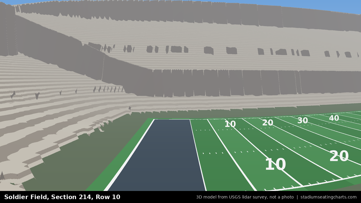 View from Soldier Field Section 214, Row 10, looking toward the field