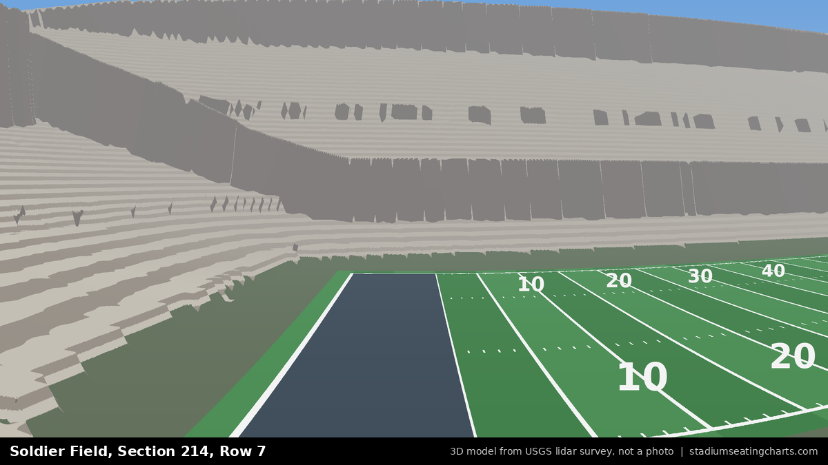 View from Soldier Field Section 214, Row 7, looking toward the field
