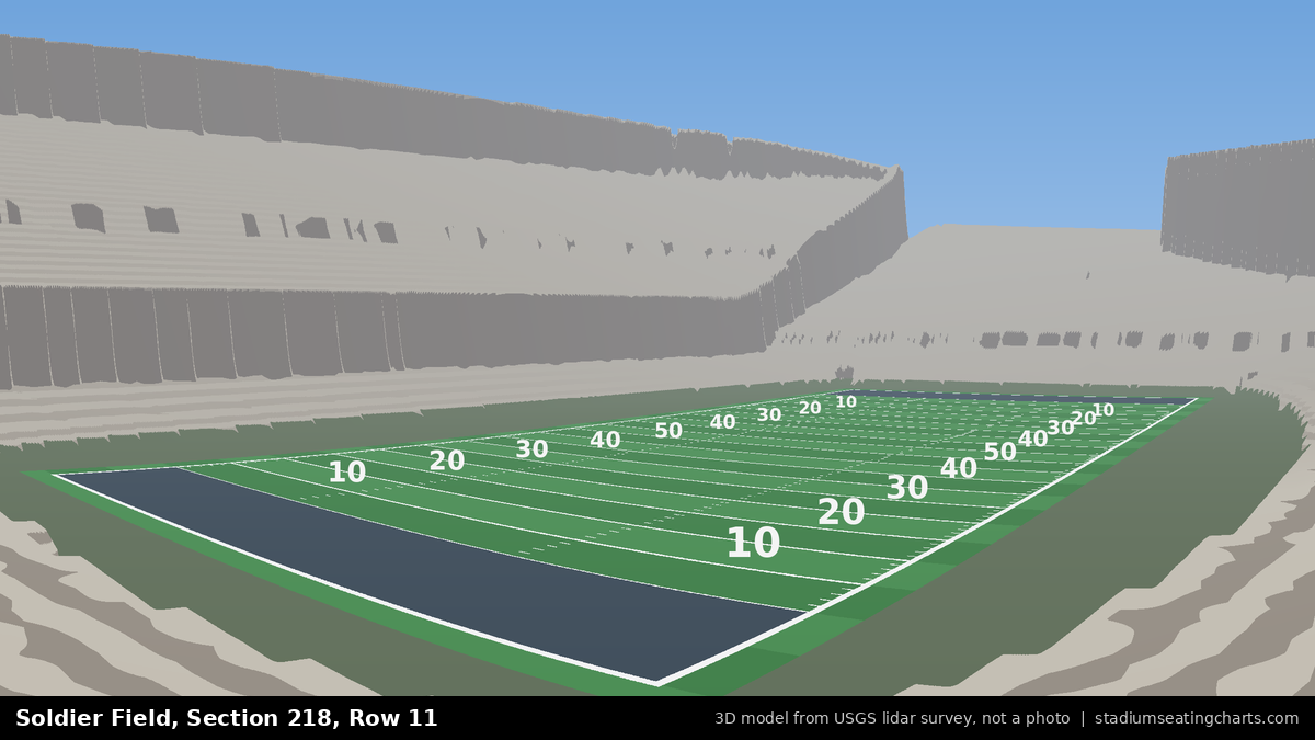 View from Soldier Field Section 218, Row 11, looking toward the field
