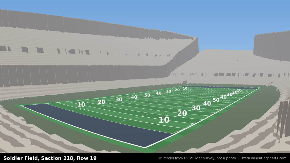 View from Soldier Field Section 218, Row 19, looking toward the field