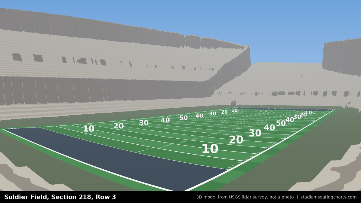 View from Soldier Field Section 218, Row 3, looking toward the field