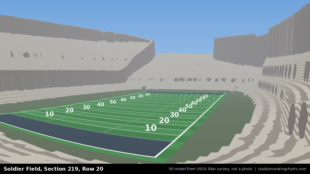 View from Soldier Field Section 219, Row 20, looking toward the field