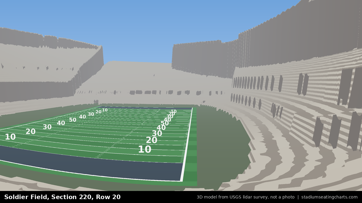 View from Soldier Field Section 220, Row 20, looking toward the field