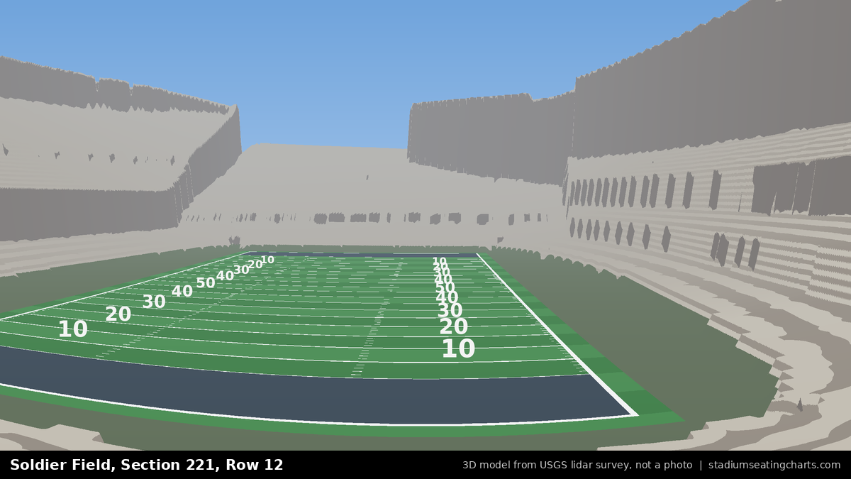 View from Soldier Field Section 221, Row 12, looking toward the field