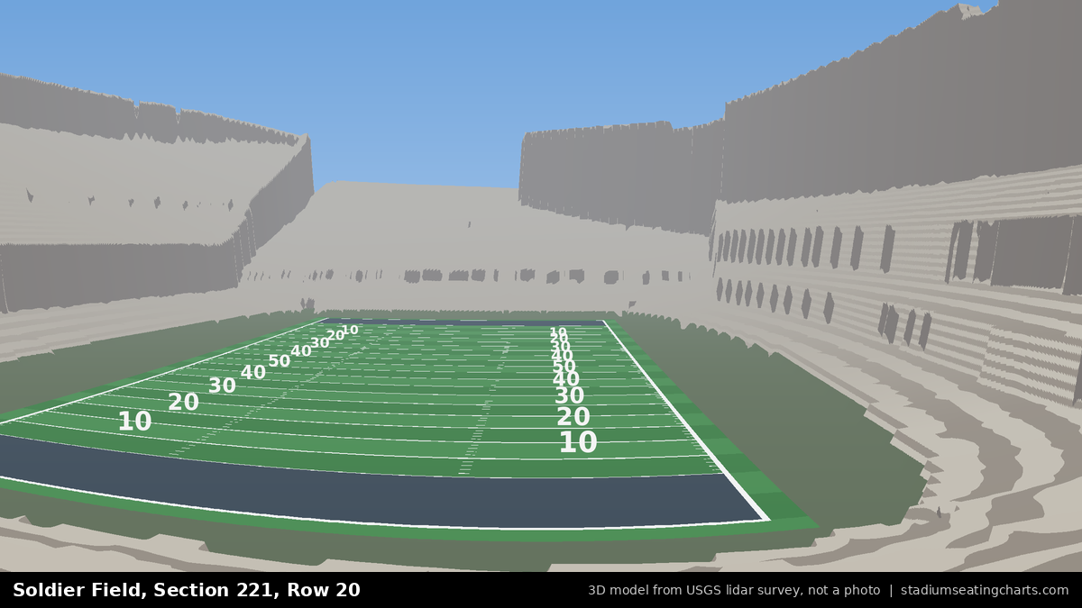 View from Soldier Field Section 221, Row 20, looking toward the field