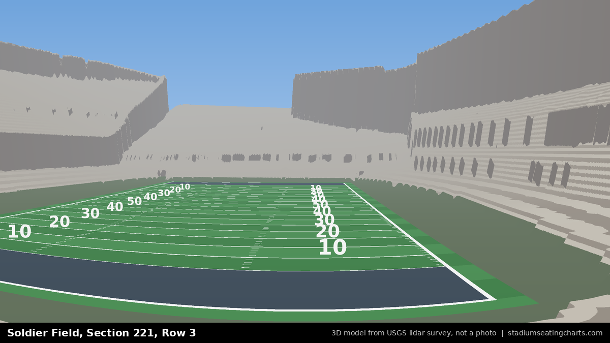 View from Soldier Field Section 221, Row 3, looking toward the field