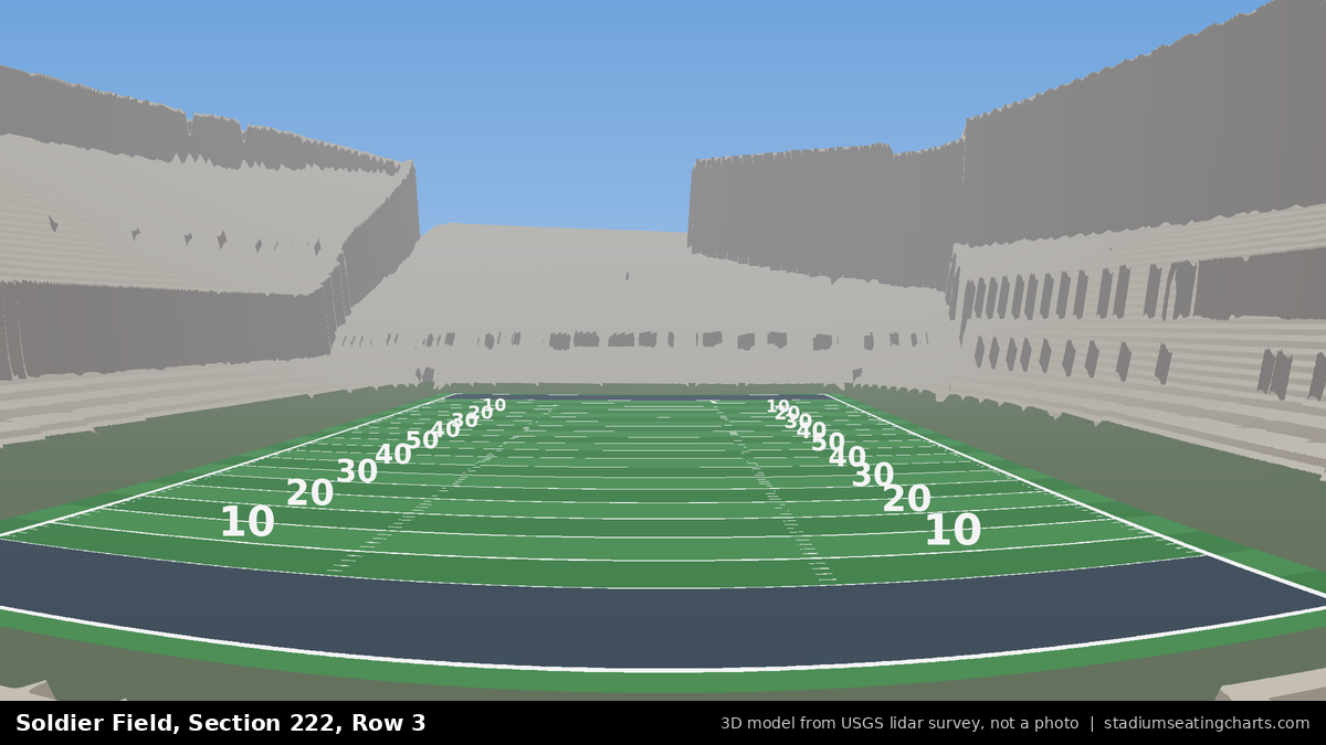 View from Soldier Field Section 222, Row 3, looking toward the field
