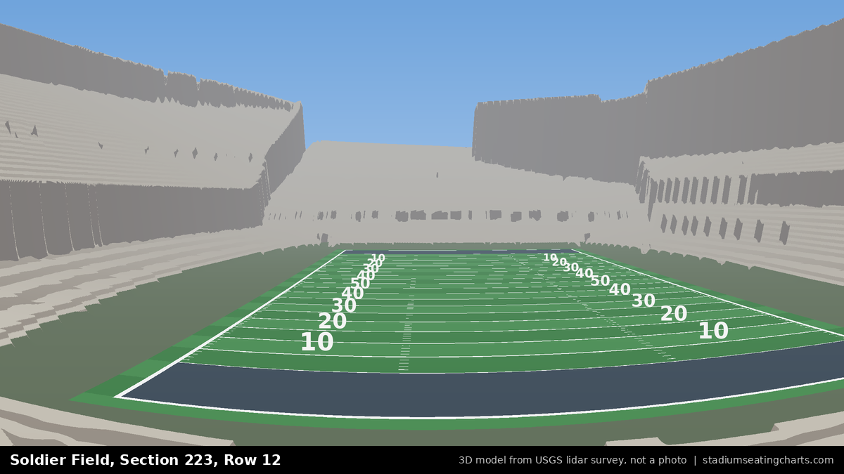 View from Soldier Field Section 223, Row 12, looking toward the field