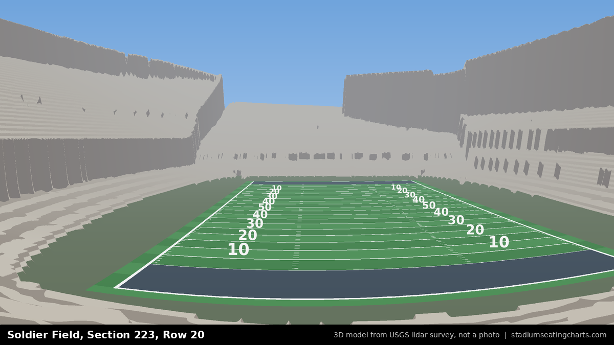 View from Soldier Field Section 223, Row 20, looking toward the field