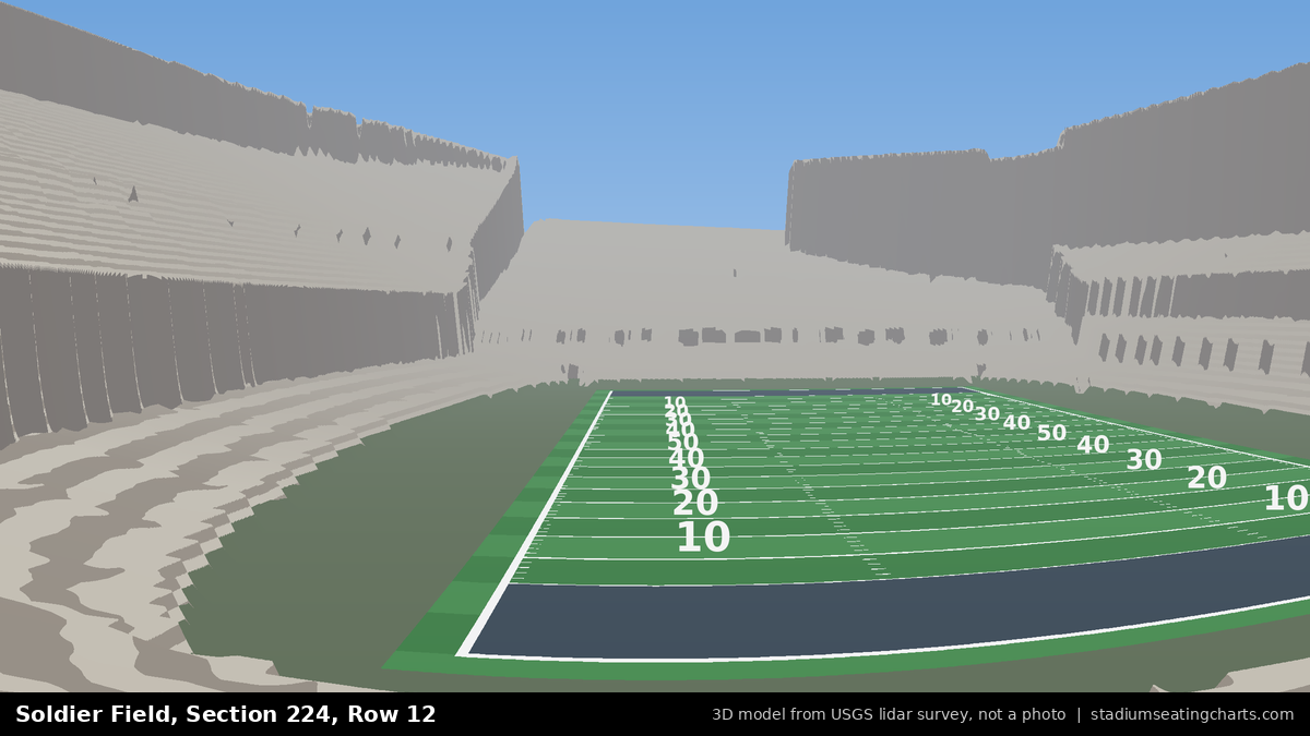 View from Soldier Field Section 224, Row 12, looking toward the field