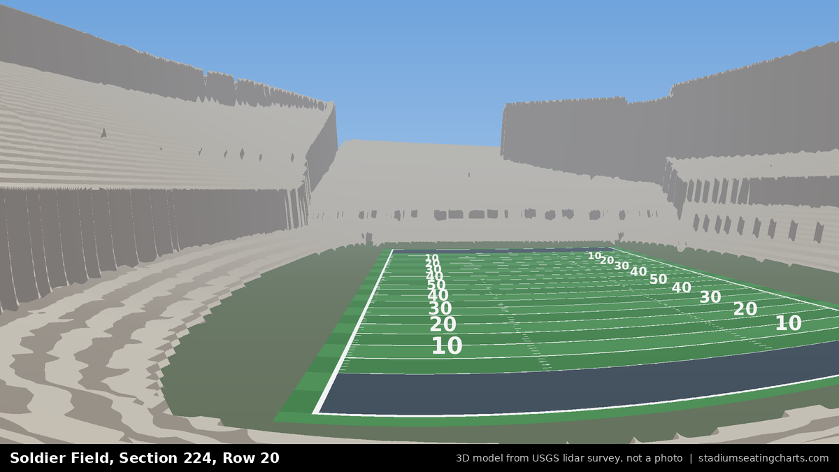 View from Soldier Field Section 224, Row 20, looking toward the field