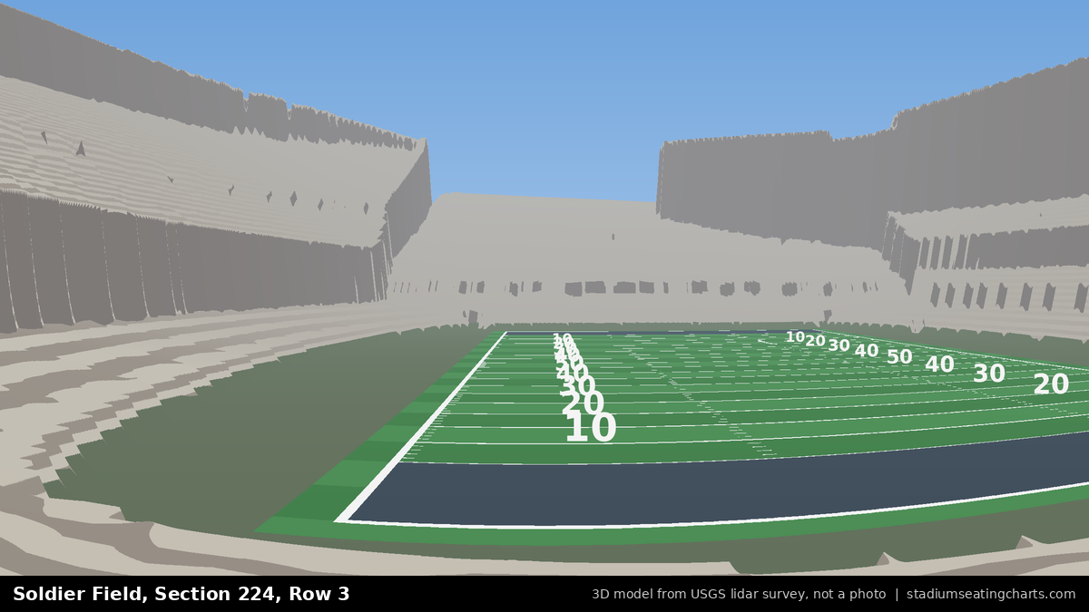 View from Soldier Field Section 224, Row 3, looking toward the field
