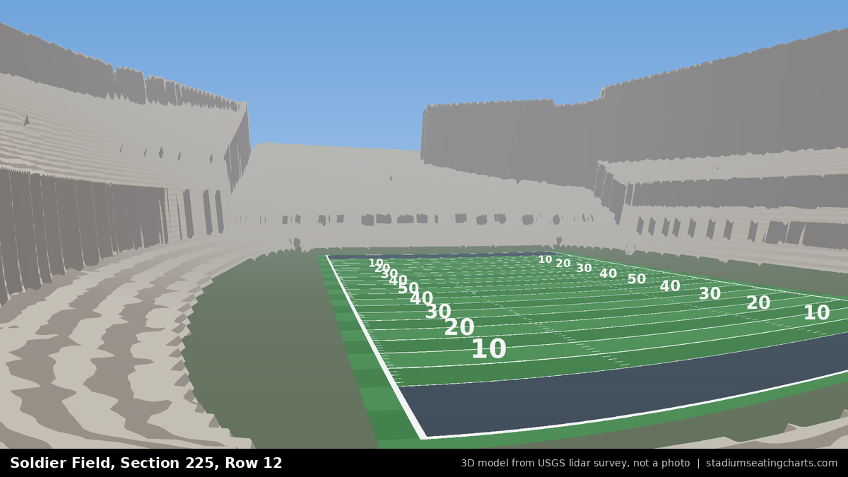 View from Soldier Field Section 225, Row 12, looking toward the field
