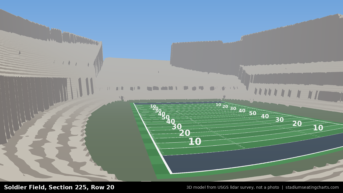 View from Soldier Field Section 225, Row 20, looking toward the field