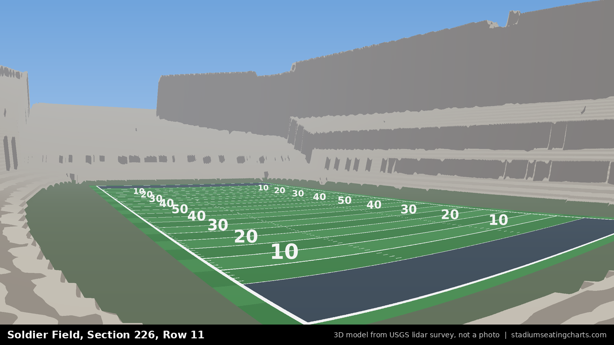 View from Soldier Field Section 226, Row 11, looking toward the field