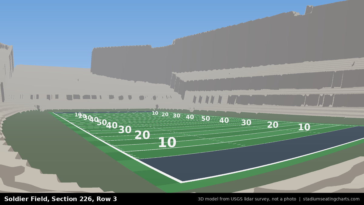 View from Soldier Field Section 226, Row 3, looking toward the field