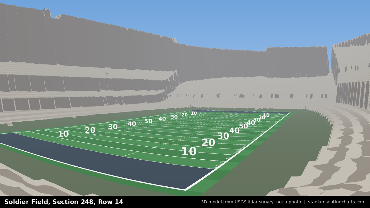 View from Soldier Field Section 248, Row 14, looking toward the field
